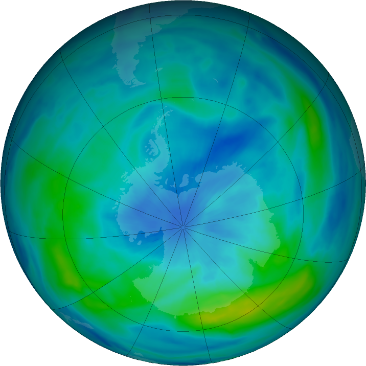 Antarctic ozone map for 22 March 2017